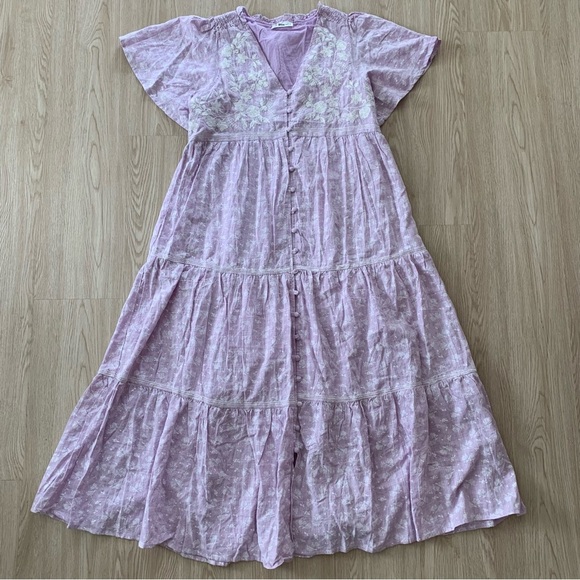 PinkBlush lavender floral embroidered midi maternity dress nwot - Picture 5 of 6